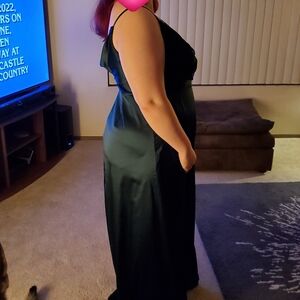 Elegant Dark Green Satin Gown